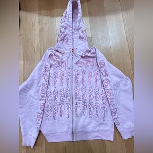 Supreme Pink Rhinestone Zip Up